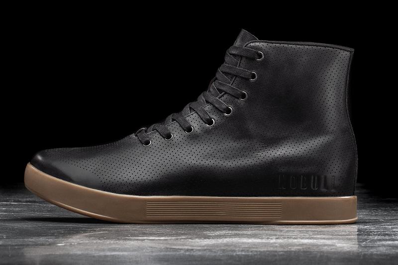 Black Nobull High-Top Dark Gum Leather Men\'s Trainers | CA B1404E